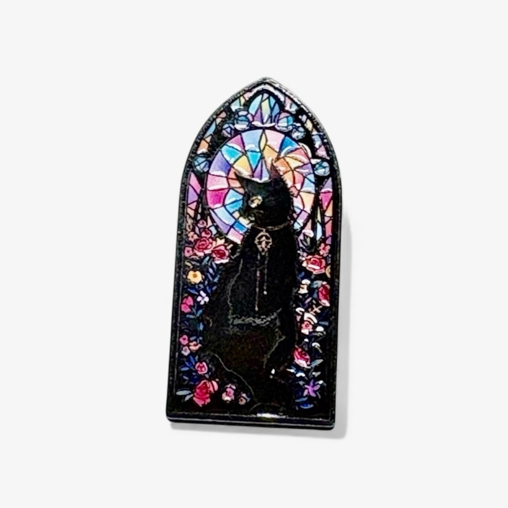 🐈‍⬛cat lover stained glass window Enamel Pin